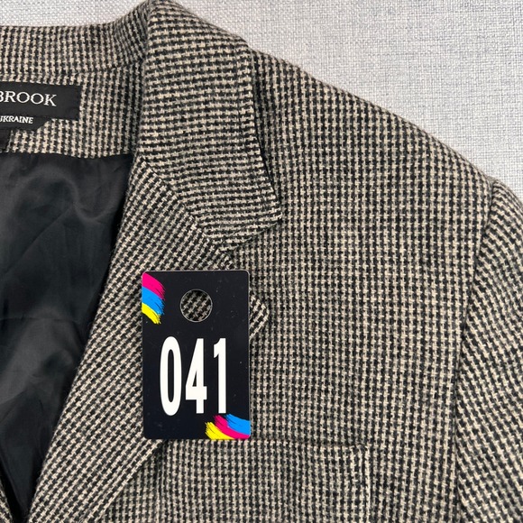 VTG Braebrook Wool Houndstooth Sport Coat Blazer Women 16 Gray Elbow Patch Prep - Picture 13 of 14